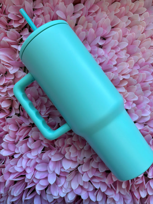 40oz handled tumbler with straw