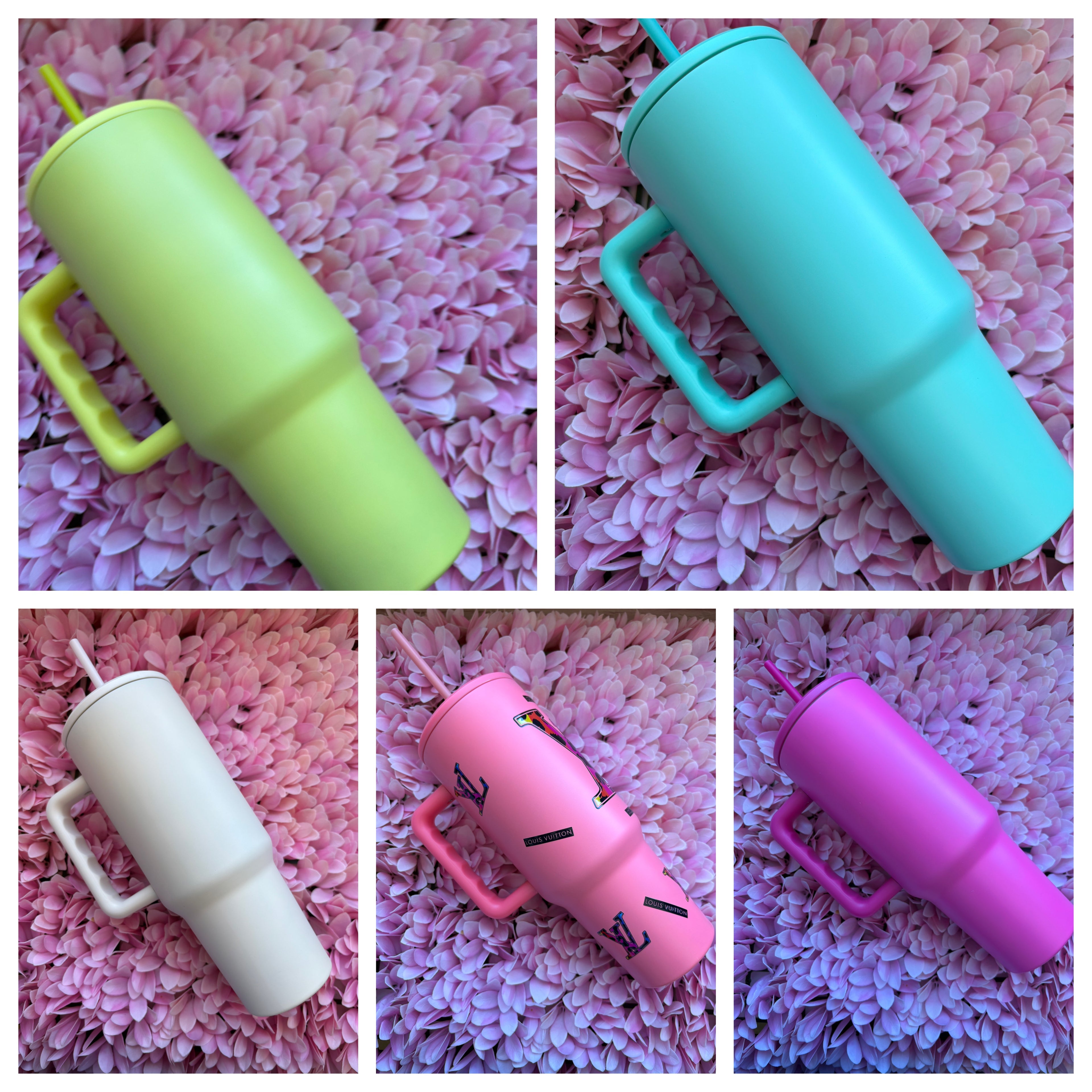 40oz handled tumbler with straw
