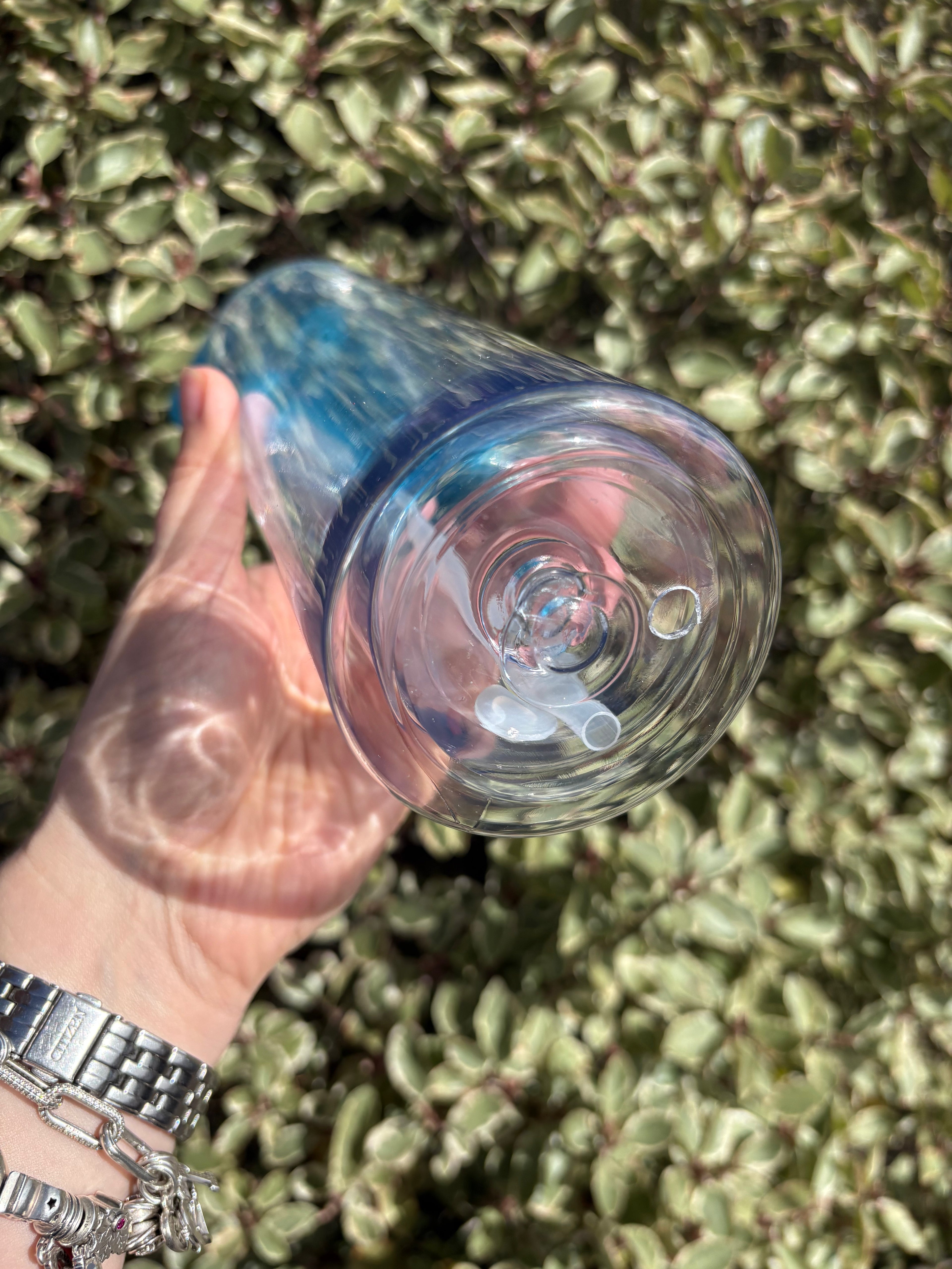 15oz blue lid flip snowglobe