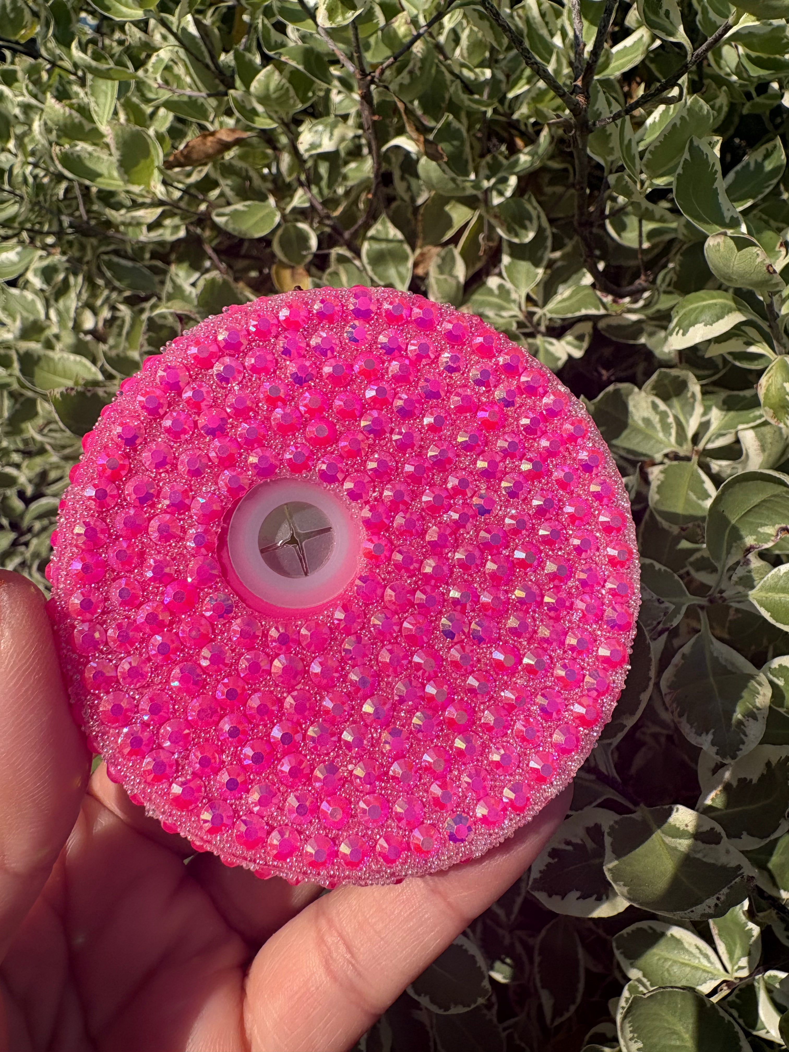 Hot Pink AB Rhinestone Lid